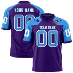 Purple Powder Blue Shoulder Star Pattern Flag Football Jersey