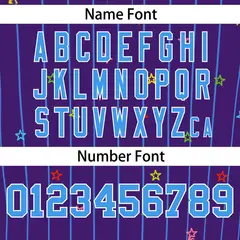 Purple Powder Blue Star Pattern Stripe Baseball Jersey 4