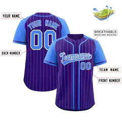 Purple Powder Blue Stripe Raglan Baseball Jersey 2