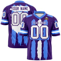 Purple Powder Blue White Graffiti Pattern Flag Football Jersey