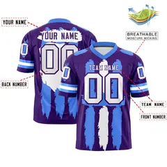 Purple Powder Blue White Graffiti Pattern Flag Football Jersey 2
