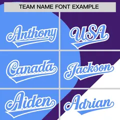 Purple Powder Blue-White Half Heart Color Block Baseball Jersey 3