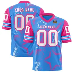 Purple Powder Blue-White Star Pattern Football Jersey