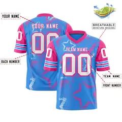 Purple Powder Blue-White Star Pattern Football Jersey 2