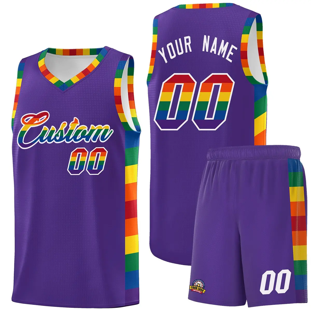 Purple Pride Month LGBT Rainbow Basketball Jersey