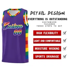 Purple Pride Month LGBT Rainbow Basketball Jersey 2