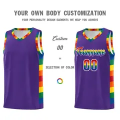 Purple Pride Month LGBT Rainbow Basketball Jersey 3