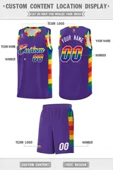 Purple Pride Month LGBT Rainbow Basketball Jersey 5