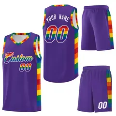 Purple Pride Month LGBT Rainbow Basketball Jersey 6