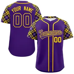 Purple Purple-Gold Raglan Sleeves Authentic Baseball Jersey
