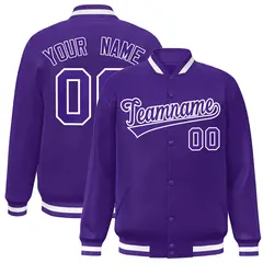 Purple Purple-White Varsity Full-Snap Letterman Jacket