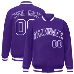 Purple Purple-White Varsity Full-Snap Letterman Jacket