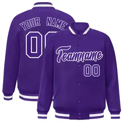 Purple Purple-White Varsity Full-Snap Letterman Jacket