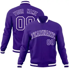 Purple Purple-White Varsity Full-Snap Letterman Jacket