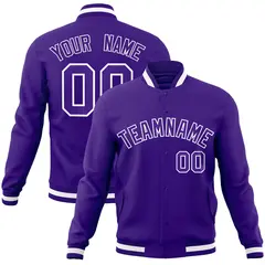 Purple Purple-White Varsity Full-Snap Letterman Jacket