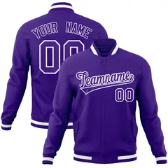 Purple Purple-White Varsity Full-Snap Letterman Jacket 1