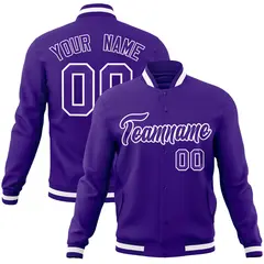 Purple Purple-White Varsity Full-Snap Letterman Jacket 1