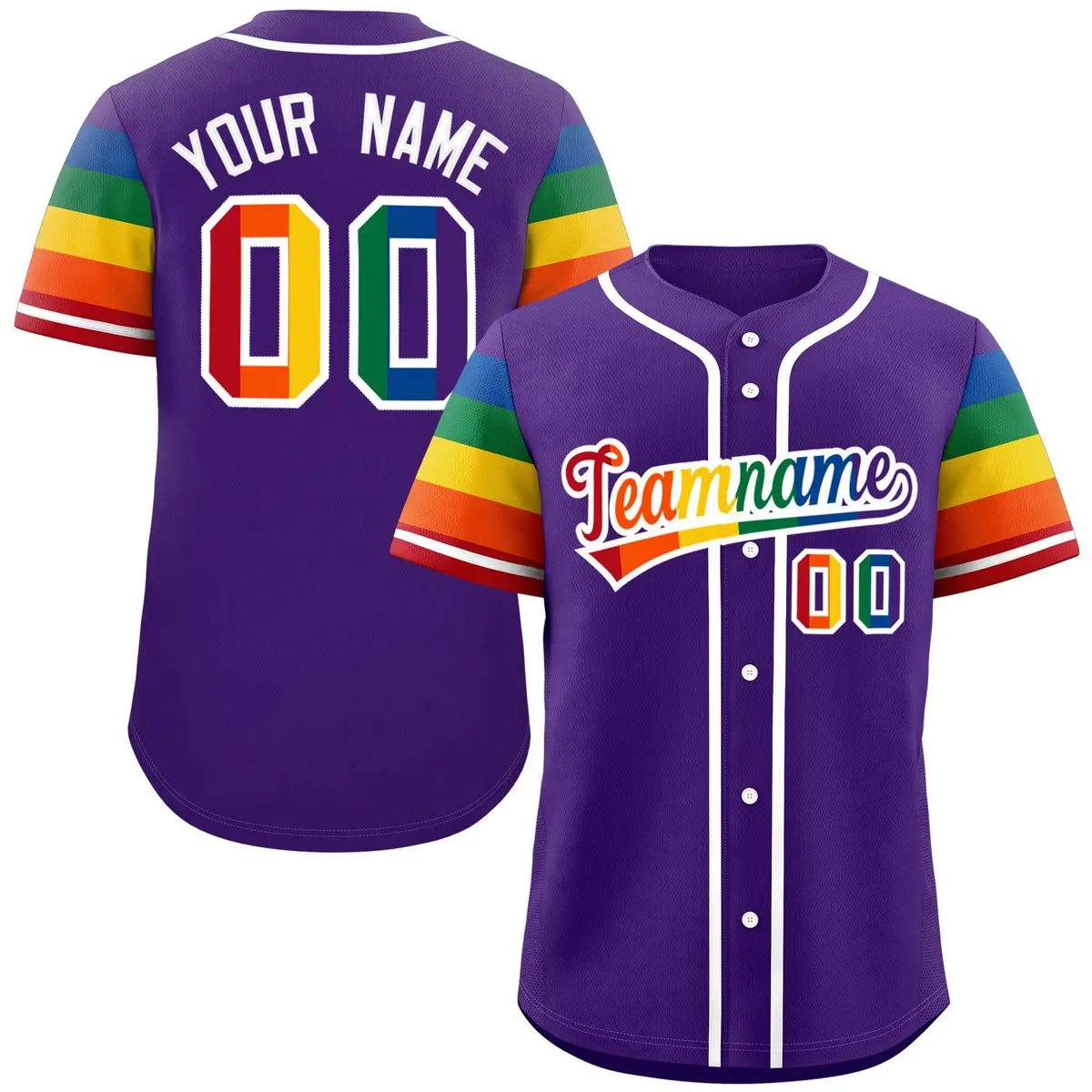 Purple Rainbow Pride Month Raglan Sleeves Baseball Jersey