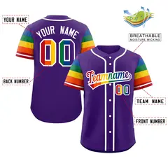 Purple Rainbow Pride Month Raglan Sleeves Baseball Jersey 2