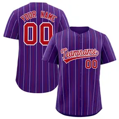 Purple Red and White Bi-Color Stripes Baseball Jersey 1
