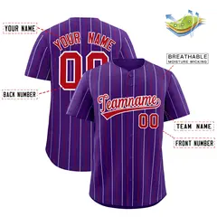 Purple Red and White Bi-Color Stripes Baseball Jersey 2