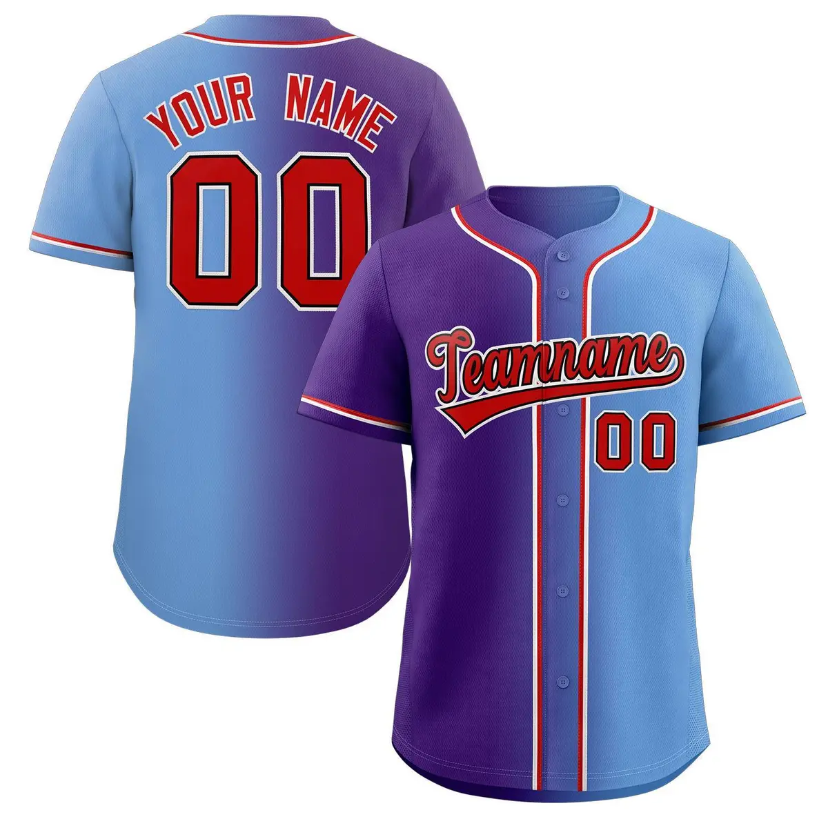 Purple Red-Black Gradient Fashion Authentic Baseball Jersey
