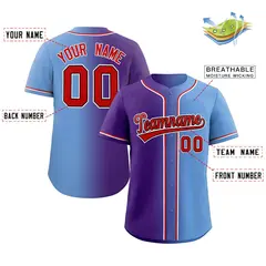 Purple Red-Black Gradient Fashion Authentic Baseball Jersey 2
