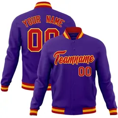Purple Red-Gold Classic Varsity Full-Snap Letterman Jacket 1