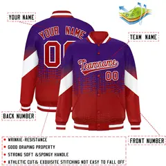 Purple Red Gradient Polka Dot Varsity Letterman Jacket 2