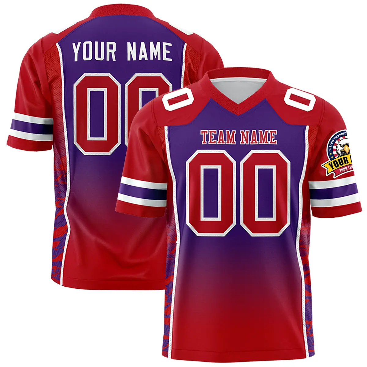 Purple Red Gradient Side Pattern Authentic Football Jersey