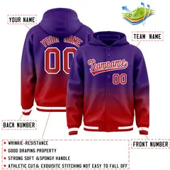 Purple Red Gradient Varsity Full-Snap Letterman Jacket Hoodie 4