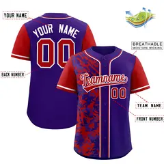 Purple Red Split Graffiti Raglan Sleeve Baseball Jersey 2