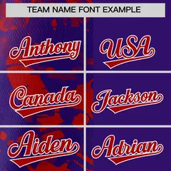 Purple Red Split Graffiti Raglan Sleeve Baseball Jersey 3