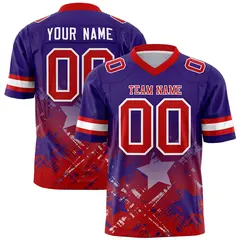 Purple Red Star Gradient Flag Football Jersey 1