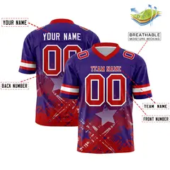 Purple Red Star Gradient Flag Football Jersey 2