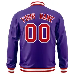 Purple Red-White Full-Zip Varsity Letterman Bomber Jacket 4