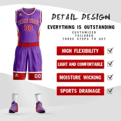 Purple Red-White Graffiti Lightning Basketball Jersey 2
