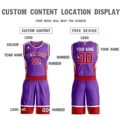 Purple Red-White Graffiti Lightning Basketball Jersey 3