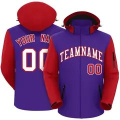 Purple Red-White Raglan Sleeve Waterproof Jacket