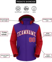 Purple Red-White Raglan Sleeve Waterproof Jacket 2