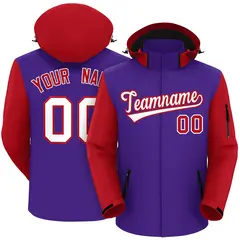 Purple Red-White Raglan Sleeve Waterproof Jacket