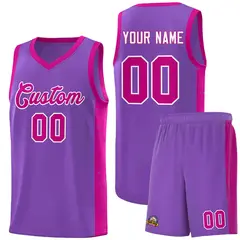 Purple Red-White Side Splash Basketball Uniform Jersey