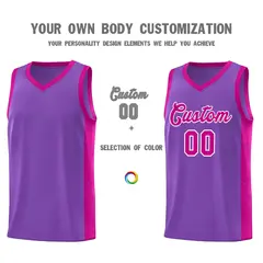Purple Red-White Side Splash Basketball Uniform Jersey 3