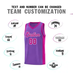 Purple Red-White Side Splash Basketball Uniform Jersey 4