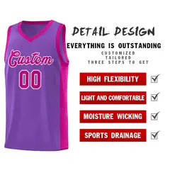 Purple Red-White Side Splash Basketball Uniform Jersey 5