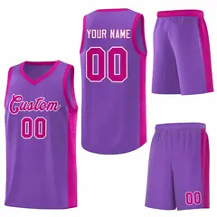 Purple Red-White Side Splash Basketball Uniform Jersey 6