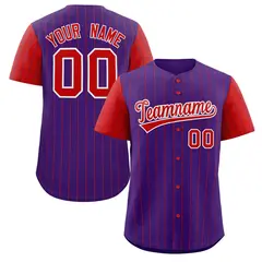 Purple Red-White Stripe Raglan Baseball Jersey 1