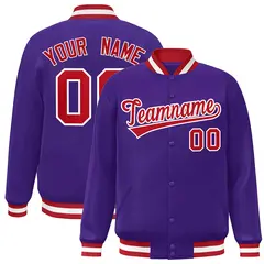Purple Red-White Varsity Full-Snap Letterman Jacket