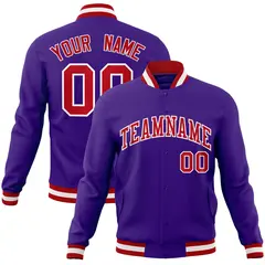 Purple Red-White Varsity Full-Snap Letterman Jacket