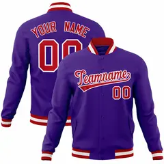 Purple Red-White Varsity Full-Snap Letterman Jacket